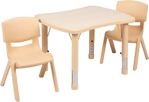 Miniatura 6 de Flash Furniture Emmy - Juego de mesa rectangular de plástico azul con 2 sillas, 21.875 pulgadas de ancho x 26.625 pulgadas de largo, color azul