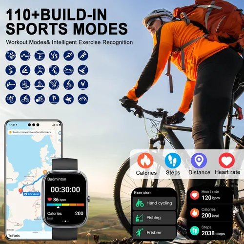 Miniatura 4 de Harper Reloj inteligente para hombres y mujeres, dos correas (silicona + malla) 2.01 pulgadas, HD, reloj inteligente inteligente Bluetooth + control