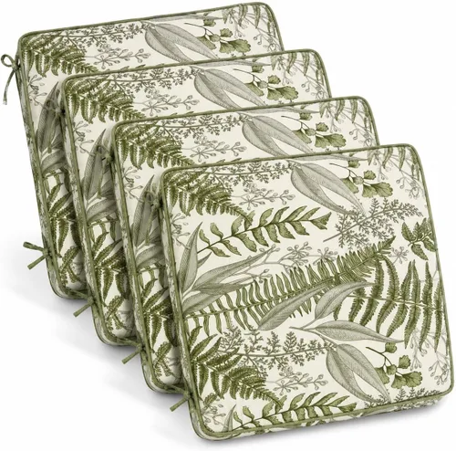 Miniatura 14 de Cojines para sillas de exterior de 19 x 19 pulgadas, impermeables, para muebles de patio, jardín, sofá con cremallera y correas ajustables, juego