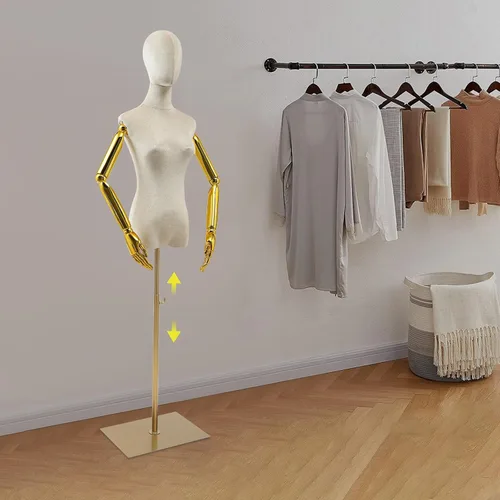 Miniatura 8 de Vestido de maniquí femenino con brazos de metal, altura ajustable de 59 a 78 pulgadas, soporte de cuerpo con cabeza desmontable, forma de vestido