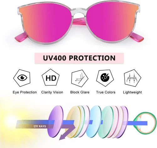 Miniatura 4 de Aofalbe Kids Sunglasses Mom Daughter Mommy Me Matching Sunglasses for Kids Children Mirrored UV400 Girls Boys Age 3-12