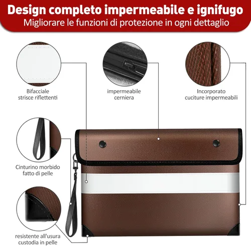 Miniatura 5 de Vailoin Bolsa de dinero ignífuga aislada de 6200℉ para dinero en efectivo con cremallera impermeable, pequeña bolsa ignífuga, bolsa de dinero a