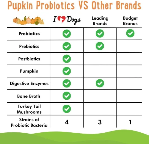 Miniatura 2 de iHeartDogs Pupkin Probióticos, prebióticos y postbióticos para perros con calabaza, caldo de huesos calmante intestinal y hongos - 30 cucharadas
