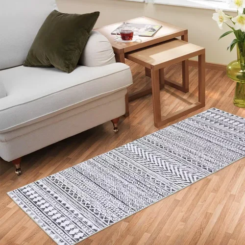 Miniatura 3 de GlowSol Alfombra de pasillo de 2 x 6 pies, moderna geométrica, suave, lavable, antideslizante, para interiores, cocina, sala de estar, dormitorio