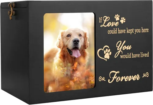 Miniatura 10 de Urnas conmemorativas para mascotas para cenizas de perro o gato, grandes urnas de funeral de madera para cremación con marco para fotos, caja