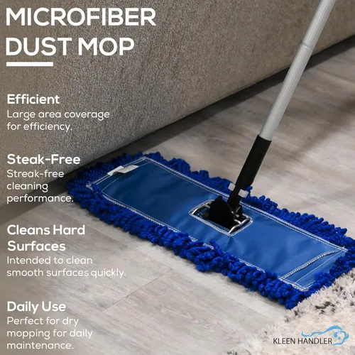 Miniatura 4 de KLEEN HANDLER Paquete de 6 fregonas de microfibra de 18 pulgadas, repuesto grande lavable para cabezal de fregona comercial, barredora, fregonas