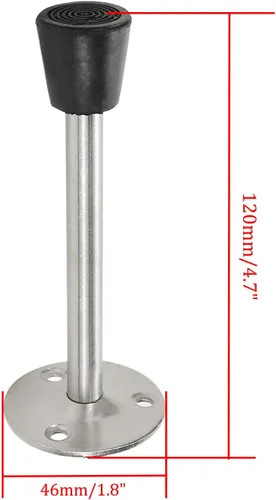 Miniatura 2 de Tope de puerta de acero inoxidable montado en el piso de la pared con parachoques de goma 120mm/4.7" Longitud-4pcs