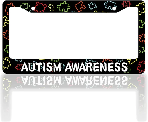 Marco de matrícula de conciencia sobre el autismo, marcos de placa de matrícula de rompecabezas, divertido soporte de accesorios de automóvil de