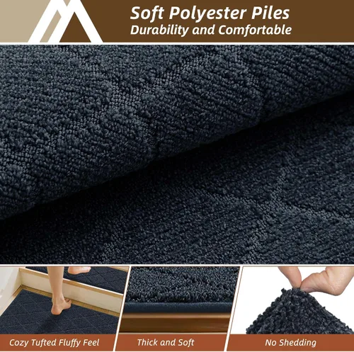 Miniatura 68 de COSY HOMEER - Alfombra antideslizante para escaleras, para interiores y escalones de madera, para niños y perros, 100 % poliéster, base de Beige