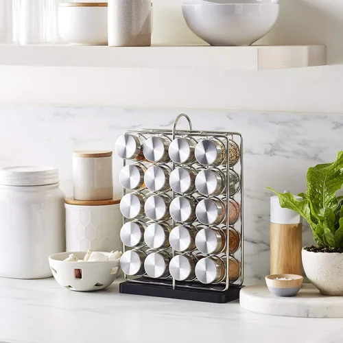 Miniatura 7 de Amazon Basics Estante organizador de especias de 20 frascos, color plateado