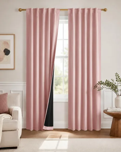 Miniatura 22 de PONY DANCE Cortinas opacas 100% cortas de 24 pulgadas de largo, medias cortinas con aislamiento térmico para ventanas pequeñas con parte trasera