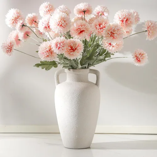 Miniatura 15 de Florero de cerámica con asas, jarrón de 12 pulgadas de alto para centros de mesa, grandes jarrones decorativos de terracota, jarrones rústicos