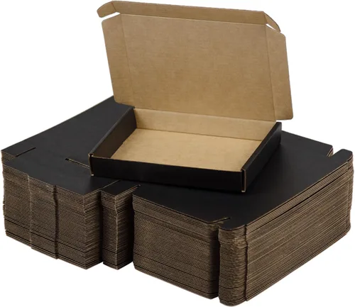 Miniatura 13 de SUNLPH - Paquete de 50 cajas de envío pequeñas de 4x4x1 pulgadas, cajas de cartón corrugado negras, caja de embalaje para mudanza y envío Negro