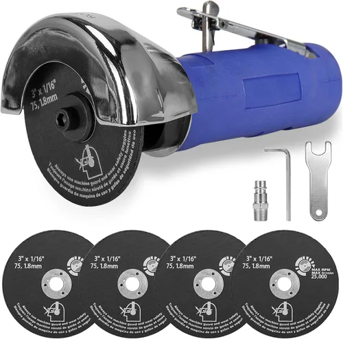 Herramienta de corte de aire de 3 pulgadas, equipada con 5 piezas de discos de corte de 3 pulgadas, herramienta neumática de corte de chapa, 2000 rpm