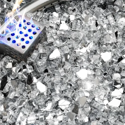 Miniatura 12 de NUPICK Fire Glass - Mezcla mixta Bahama de 20 libras para hoguera y chimenea de gas, roca de vidrio templado de 1/2-3/4 pulgadas en azul y blanco