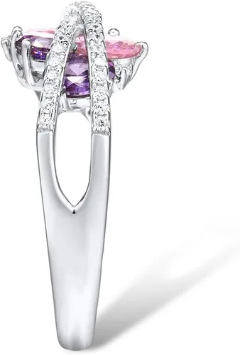 Miniatura 3 de Santuzza Anillo giratorio de plata de ley 925 Anillos de circonita cúbica blanca