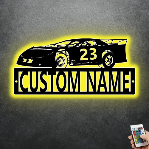 Miniatura 12 de Arte de pared de metal personalizado para motocross con luz LED, luz nocturna personalizada con nombre de motocross, decoración de lámpara de neón