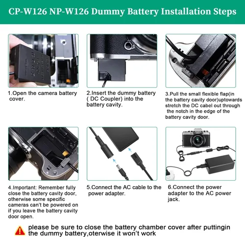 Miniatura 4 de NP-W126 X100VI Batería ficticia CP-W126 Acoplador DC y adaptador de corriente para Fuji X-T100 X-T200 X100F X100V X100VI X-S10 X-A5 X-A10 X-E4
