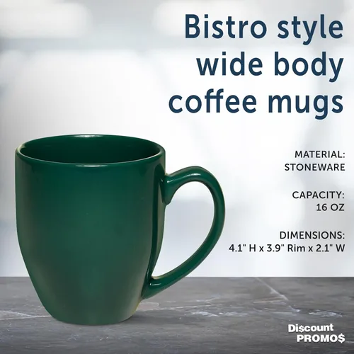 Miniatura 4 de DISCOUNT PROMOS Juego de 10 tazas de café grandes de 16 onzas, paquete a granel, perfectas para té, espresso, capuchino, cacao caliente, color verde