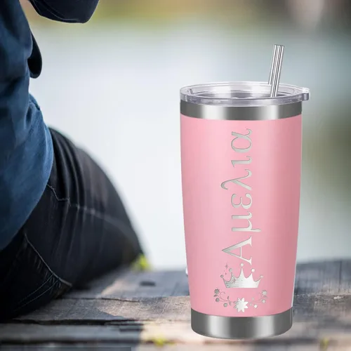 Miniatura 6 de Vasos personalizados con tapa y pajita, vaso aislado personalizado grabado con nombre, vaso de café de acero inoxidable, regalos para hombres y Negro