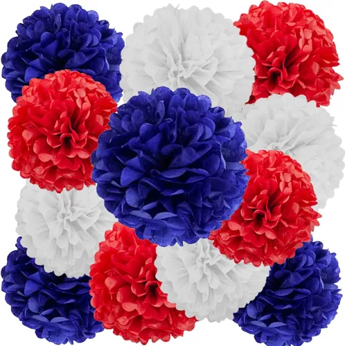 Miniatura 27 de We Moment Pompones de papel de seda morado y rosa para decoración de fiesta de niñas en el techo, para colgar en la pared, 12 pompones de seda de 4