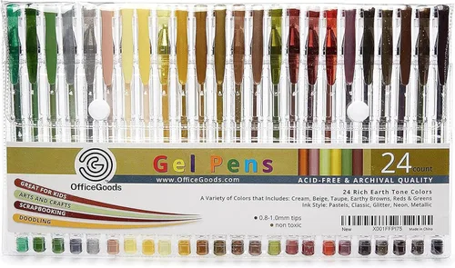 Miniatura 11 de Bolígrafos de gel azules OfficeGoods con recambios – Arte de colorear para adultos – Puntas medias de 0.8-1.0mm – Juego de bolígrafos de gel