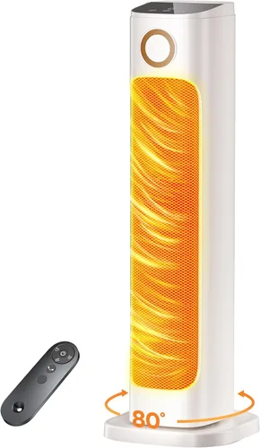 Calentador de espacio de 25 pulgadas, calentadores eléctricos de 1500 W para uso en interiores, temporizador de 15 horas, oscilación de 80°, 6