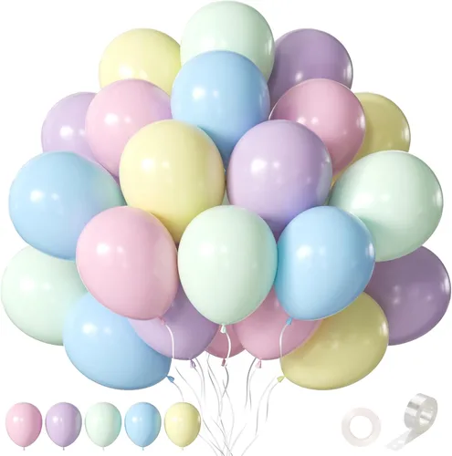 Miniatura 16 de Globos morados, 60 globos de látex de color morado claro y perla metálica, globos de confeti para cumpleaños, baby shower, despedida de soltera