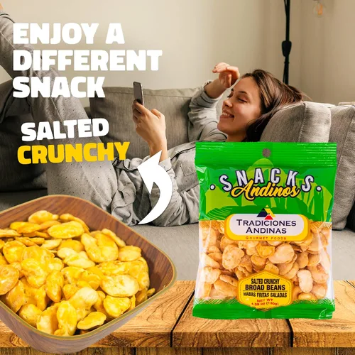 Miniatura 4 de Tradiciones Andinas Habas Snacks Crujientes Salados 4.59 oz - Habas Snacks Crujientes y Salados, Productos Peruanos, Habas Crujientes y Saladitos