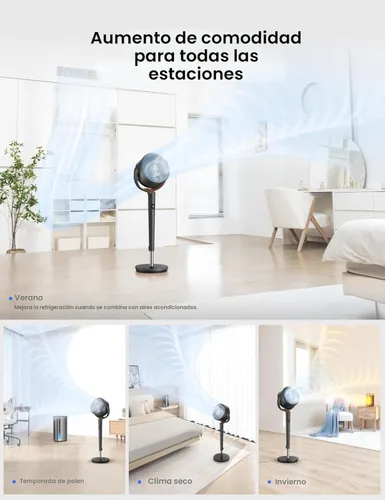 Miniatura 7 de Dreo - Ventilador de pie oscilante de 120°, silencioso, de pedestal de 85 pies, 8 velocidades, 3 modos, 20 dB, vertical manual de 120°, altura Gris