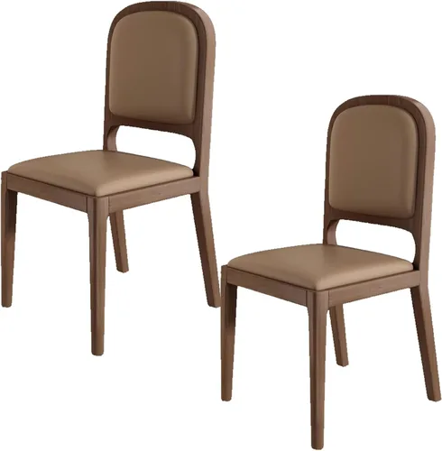 Miniatura 38 de Leather Seat Dining Room Chair with Back, Wooden Dining Chairs Set Kitchen Chair, Dining Room Chairs Armless Seat for Kitchen Living Room Black+khaki