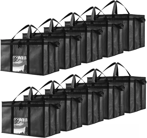 Miniatura 34 de NZ home Bolsa de enfriador XXL PRO aislada y duradera para entrega y compras de comestibles con cremallera superior, para calentar alimentos