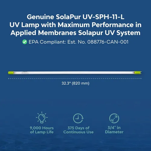 Miniatura 3 de APPLIED MEMBRANES INC. Bombilla de repuesto para filtro de agua UV-Light, compatible con UV-SPH-11-L Solapur Ultraviolet Systems, 32.3 pulgadas