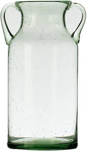 Miniatura 5 de Jarrón de cristal transparente, florero de vidrio con doble oreja, jarrón de boca ancha para decoración de interiores y exteriores (3)