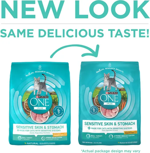 Miniatura 2 de Purina ONE Estómago sensible, piel sensible, alimento seco natural para gatos, fórmula +Plus para piel y estómago sensible, bolsa de 3.5 libras