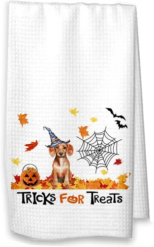 Miniatura 8 de Studio 9Thirty3 Tricks for Treats Dachshund - Toalla de cocina de Halloween, decoración de otoño de perro salchicha
