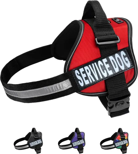 Arnés del perro, chaleco reflectante, viene con 2 parches de velcro para perro Medir el perro antes de ordenar, Rojo
