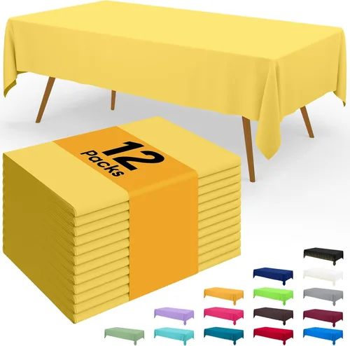 Miniatura 116 de Smiry - Juego de 6 manteles desechables, 54 x 78 pulgadas, manteles impermeables rectangulares para fiestas, cubierta de mesa de plástico