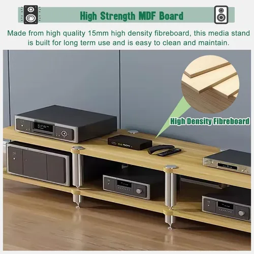 Miniatura 5 de Mesa consola moderna para TV de 55 pulgadas con soporte de almacenamiento extra grande, elegante gabinete de CD estéreo para dormitorio o sala