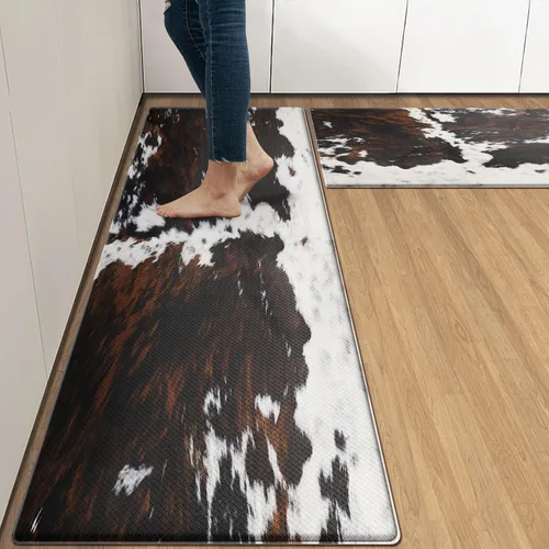 Miniatura 10 de Arttown - Juego de 2 tapetes antifatiga para cocina de mármol negro y oro, tapete acolchado impermeable y antideslizante y alfombra de espuma