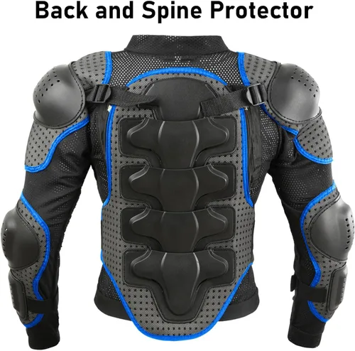Miniatura 7 de Reomoto Chaqueta de motocicleta para niños, equipo de motocross, chaqueta de armadura de cuerpo completo para ciclismo, MTB, ATV, patinaje, esquí