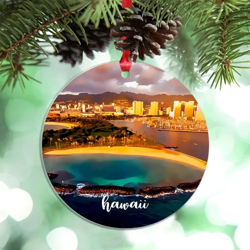 Miniatura 32 de Adornos de Navidad de California Estados Unidos, paisaje urbano de Los Ángeles, adornos de árbol de Navidad, adornos de Navidad personalizados