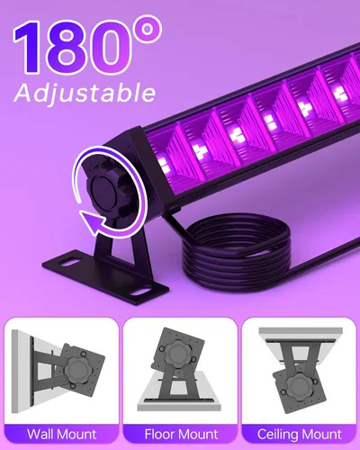 Miniatura 7 de Paquete de 4 luces LED negras de 42 W, barras de luz negra con enchufe+interruptor+cable de 6 pies, luz negra para fiesta brillante, póster