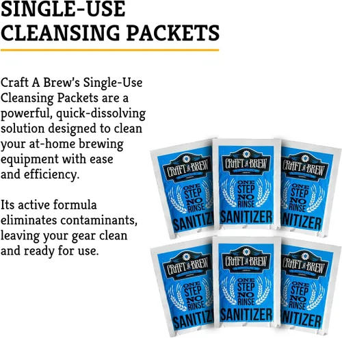 Miniatura 2 de Craft A Brew - Paquetes de limpieza de un solo uso - Limpiador soluble sin enjuague para equipos de preparación casera - Pre-Porcionado