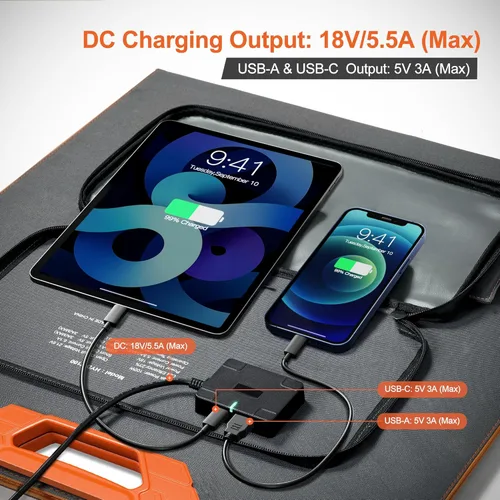 Miniatura 4 de Paneles solares de 100 vatios portátiles, 24% de alta eficiencia, 18V, cargador solar plegable con salidas USB para estaciones de energía
