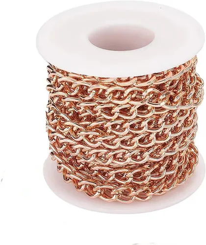 Miniatura 25 de N/C Cadenas de aluminio de 15 pies de eslabones de perlas de imitación, cadena de eslabones trenzados, cadenas de cable cruzado con colgante