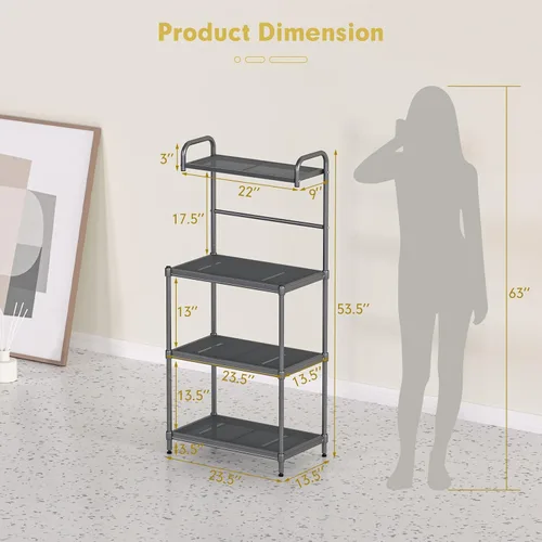 Miniatura 3 de MEDIMALL Estante para panaderos para cocina con almacenamiento, soporte de microondas de 4 niveles, estante de almacenamiento para carrito