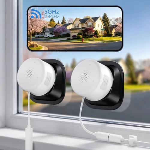 Cámaras de seguridad de ventana sin taladro, 2 paquetes de cámaras magnéticas para seguridad del hogar, 5G y 2.4G WiFi para interiores en ángulo