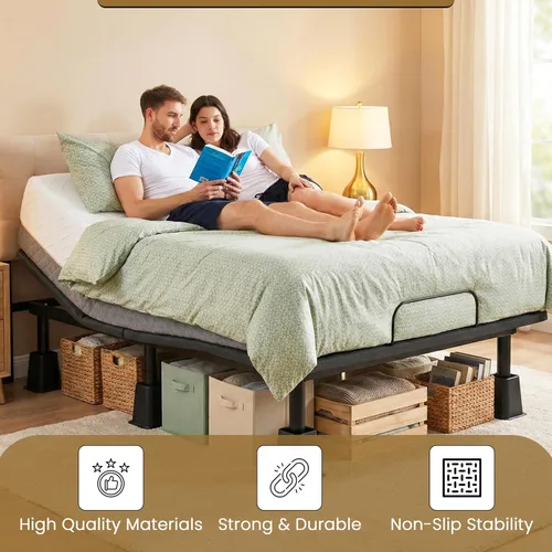 Miniatura 3 de Kings Brand Furniture elevadores de cama de 6 pulgadas - Juego de 4 elevadores de muebles negros resistentes y apilables para almacenamiento debajo