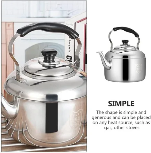 Miniatura 2 de Luxshiny Hervidor de té de gran capacidad, tetera silbante, cómoda manija aislada, hervidor de agua de acero inoxidable de grado alimenticio